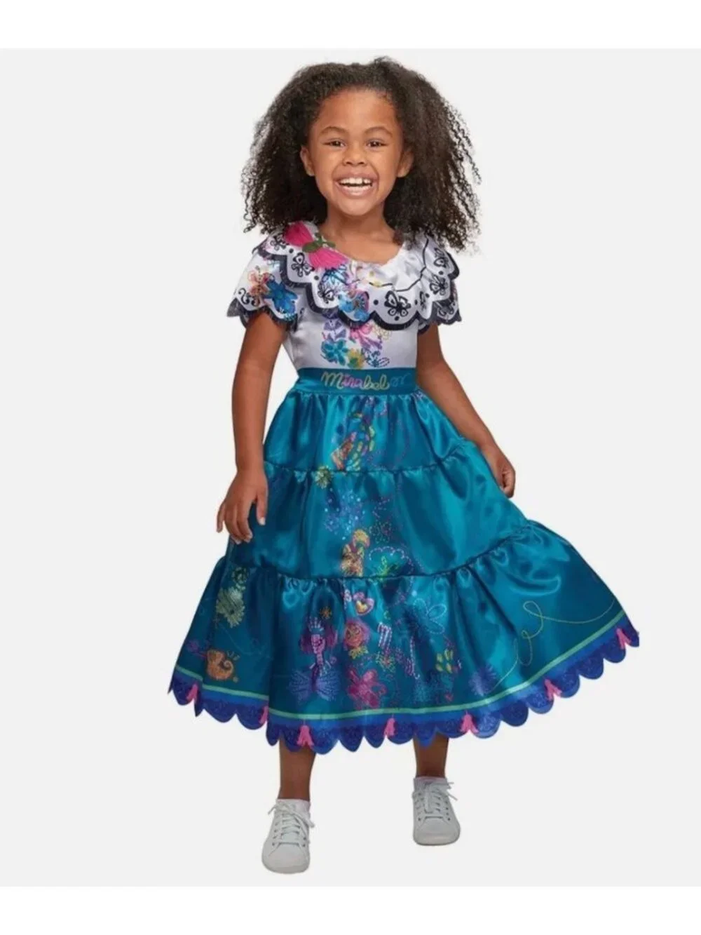Disney Encanto Mirabel Madrigal Costume Dress For Kids Ages 3+ White & Teal Fits